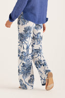 Wide-Leg Linen Trousers - WASHED-BLU - 35711 - 3