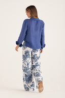 Wide-Leg Linen Trousers - WASHED-BLU - 35711 - 6