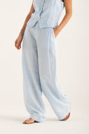 Wide-Leg Pleated Linen Trousers