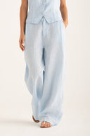 Wide-Leg Pleated Linen Trousers