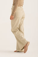 High-Waisted Five-Pocket Wide-Leg Linen Trousers