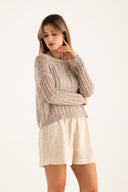 Maglione a maniche lunghe in maglia traforata dalla vestibilità morbida