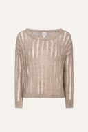 Relaxed Fit Open-Knit Long-Sleeved Sweater - NUT - 35184 - 5