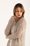 Relaxed Fit Open-Knit Long-Line Cardigan - NUT - 33622 - 4