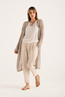 Relaxed Fit Open-Knit Long-Line Cardigan - NUT - 33622 - 6