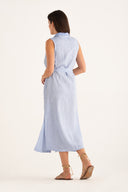 Sleeveless Striped Long Shirt Dress - 2