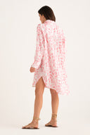 Printed Linen Shirt Dress - PINK PRINT - 33625 - 3