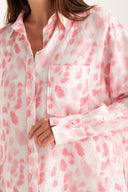 Printed Linen Shirt Dress - PINK PRINT - 33625 - 4