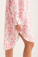 Printed Linen Shirt Dress - PINK PRINT - 33625 - 5