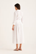 Regular fit long-sleeve Flared Linen Shirt Dress
