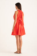 Regular fit sleeveless halter mini dress with bow closure - ANEMONE - 35899 - 3