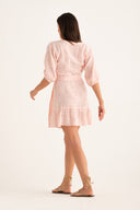 Regular fit 3/4 sleeve embroidered shirt dress