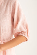 Regular fit 3/4 sleeve embroidered shirt dress - BOUQUET - 35194 - 4