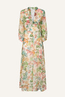 Regular fit Printed Long-Sleeve Linen Maxi Dress