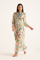 Regular fit Printed Long-Sleeve Linen Maxi Dress