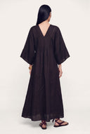 Relaxed A-line V-neck Linen Caftan Maxi Dress - 2
