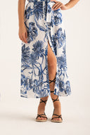 Regular fit short-sleeve midi shirt dress with floral print - WASHED-BLU - 35905 - 3