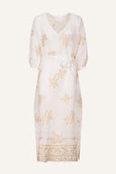 Regular fit short-sleeve midi shirt dress with floral print - WHITE - 33640 - 6