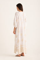 Regular fit short-sleeve midi shirt dress with floral print - WHITE - 33640 - 3