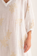 Regular fit short-sleeve midi shirt dress with floral print - WHITE - 33640 - 5