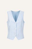 Regular Fit Pinstripe Vest with Three-Button Closure