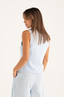 Regular Fit Pinstripe Vest with Three-Button Closure