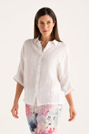 Camicia in lino regular fit con chiusura a bottoni