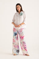 Regular fit linen shirt with button closure - WHITE SOLI - 33647 - 6