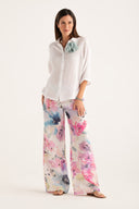 Camicia in lino regular fit con chiusura a bottoni