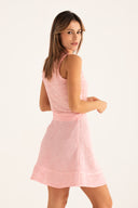 Regular fit sleeveless dress with a split neckline and waist tie - BALLERINA  - 33667 - 3