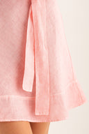 Regular fit sleeveless dress with a split neckline and waist tie - BALLERINA  - 33667 - 5