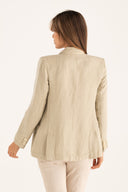 Slim fit linen blazer with notch lapels and two-button closure - CORDA - 35717 - 4