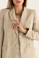 Slim fit linen blazer with notch lapels and two-button closure - CORDA - 35717 - 3
