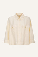 Oversized fit shirt with classic collar and double flap pockets - BUTTER - 35908 - 6