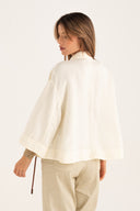 Oversized fit shirt with classic collar and double flap pockets - BUTTER - 35908 - 3