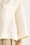Oversized fit shirt with classic collar and double flap pockets - BUTTER - 35908 - 4