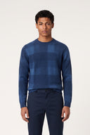 Airbrushed Check Wool Fleece Crew-Neck Sweater - ECLIPSE CH - 37150 - 1