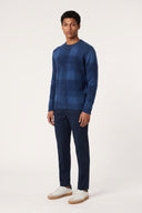 Airbrushed Check Wool Fleece Crew-Neck Sweater - ECLIPSE CH - 37150 - 3