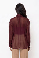 Sheer Viscose Crêponne Tie-Neck Blouse - BAROLO - 37154 - 2