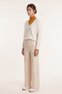 Comfort Bull Cotton Wide-Leg Pants - ECRU' - 37156 - 3