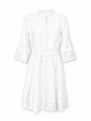 Embroidered Linen Shirt Dress with Belt - 1