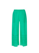 Linen Trousers with Broderie Anglaise - EMERALD - 36563 - 1