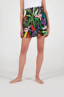 Print Smocked Mini Skirt - WASHED - 36575 - 1
