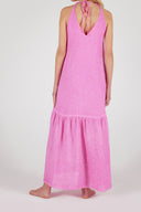 Linen Sleeveles Halter Maxi Dress - LIPSTICK SOFT FADE - 36564 - 2