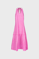 Linen Sleeveles Halter Maxi Dress - LIPSTICK SOFT FADE - 36564 - 3